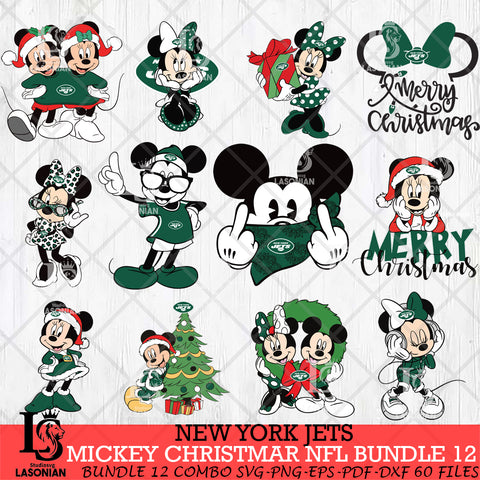 New York Jets MICKEY CHRISTMAS NFL Bundle 12 Svg Eps Dxf Png File, Digital Download, Instant Download