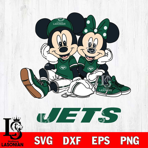 New York Jets Mickey Minnie Mouse Football Sit Svg Eps Dxf Png File, Bundle NFl svg , File Cut , Digital Download , Instant Download, Laser Cut Svg Files