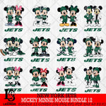 New York Jets Mickey Minnie Mouse NFL Bundle 12 Svg Eps Dxf Png File, Bundle NFl svg , File Cut , Digital Download , Instant Download, Laser Cut Svg Files
