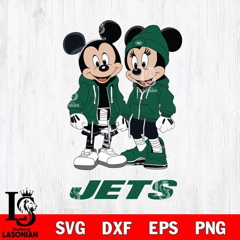 New York Jets Mickey Minnie Mouse Rugby Svg Eps Dxf Png File, Bundle NFl svg , File Cut , Digital Download , Instant Download, Laser Cut Svg Files