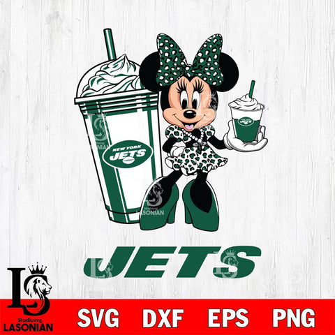 New York Jets Minnie Mouse Fan And Coffee Svg Eps Dxf Png File, Digital Download, Instant Download