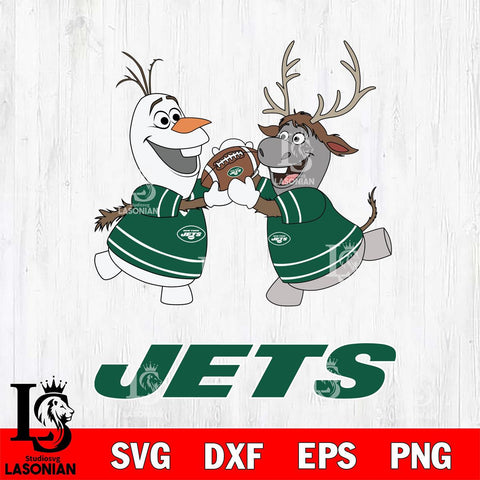 New York Jets Olaf & Sven Football Cricut,Christmas SVG DXF EPS PNG FILE, Digital Download,Instant Download, Silhouette
