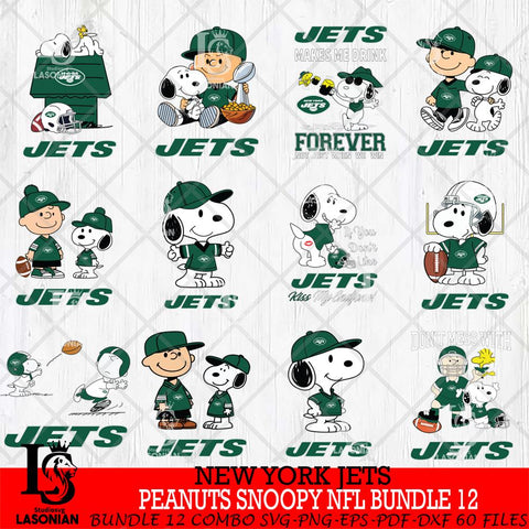 New York Jets Peanuts Snoopy Player NFL Bundle 12 SVG DXF EPS PNG FILE,Snoopy File Cut, bundle nfl Digital Download,Instant Download, Silhouette