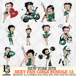 New York Jets Sexy Fan Girls Bundle 12 Svg Eps Dxf Png File, Digital Download, Instant Download