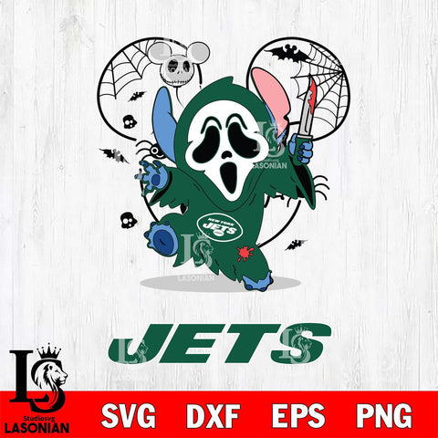 New York Jets Stitch Ghost Face Halloween 2 Svg Eps Dxf Png File, Digital Download, Instant Download