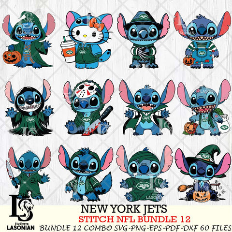 New York Jets Stitch Horror Bundle 12 SVG Eps Dxf Png File, Bundle NFL svg, Digital Download, Instant Download
