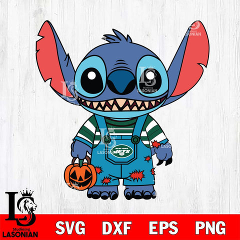 New York Jets Stitch Horror Football Halloween Svg Eps Dxf Png File, NFL svg, Digital Download, Instant Download