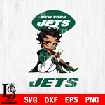New York Jets Style Black Fan Girl Betty Boop Svg Eps Dxf Png File, Digital Download, Instant Download