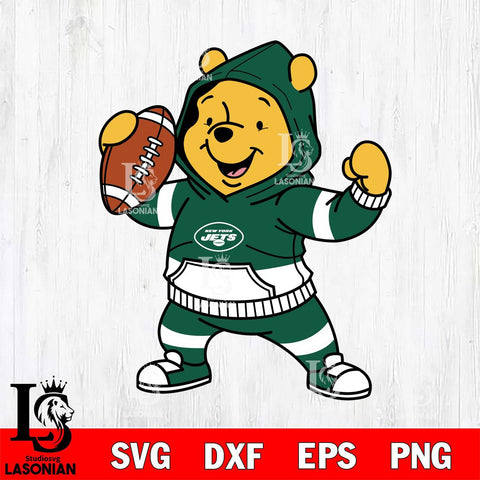 New York Jets Winnie The Pooh Disney Football Christmas File Cut, NFL SVG DXF EPS PNG FILE, Digital Download , Criucut , Silhouette