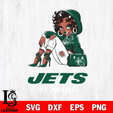 New York Jets #1 beauty Black Fan Girl Svg Eps Dxf Png File, Digital Download, Instant Download