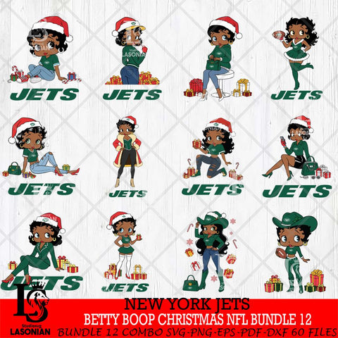New York Jets  Betty Boop Christmas NFL Bundle File Cut, NFL SVG DXF EPS PNG PDF File, Digital Download , Criucut , Silhouette