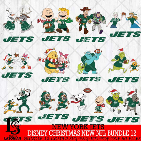 New York Jets  Disney Christmas New NFL Bundle 12 Cricut,Christmas SVG DXF EPS PNG FILE, NFL Digital Download,Instant Download, Silhouette