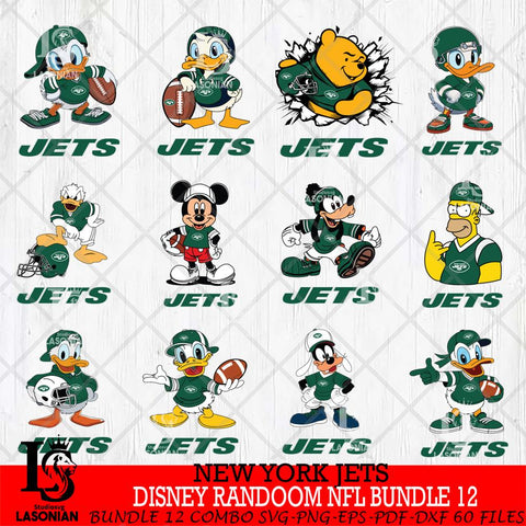 New York Jets  Disney Ramdoom NFL Bundle 12 Cricut,Bundle NFL SVG DXF EPS PNG FILE, Digital Download,Instant Download, Silhouette