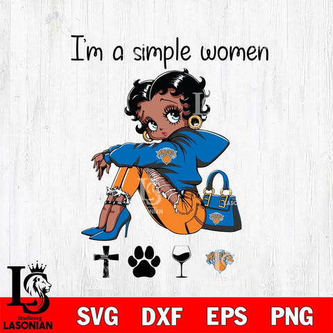 New York Knicks Betty Boop Black Fan I Am Simple Women Svg Eps Dxf Png File, Digital Download