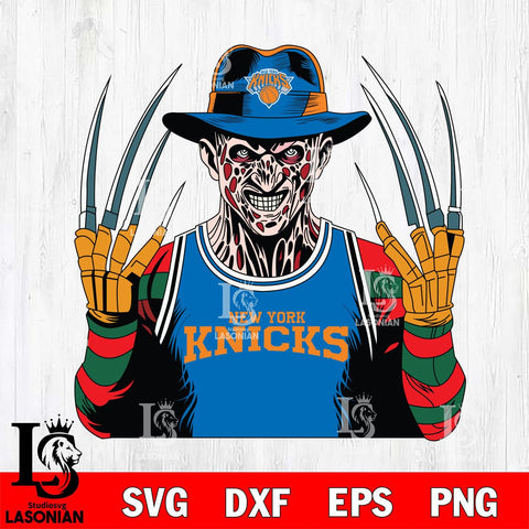 New York Knicks Freddy Krueger Horror basketball SVG DXF EPS PNG FILE, NBA File Cut,Halloween Digital Download,Instant Download, Silhouette