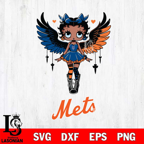 New York Mets Anglel Black Fan Girl Betty Boop