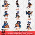New York Mets Black Fan Girl Betty Boop Bundle 9, Svg Eps Dxf Png File, Digital Download