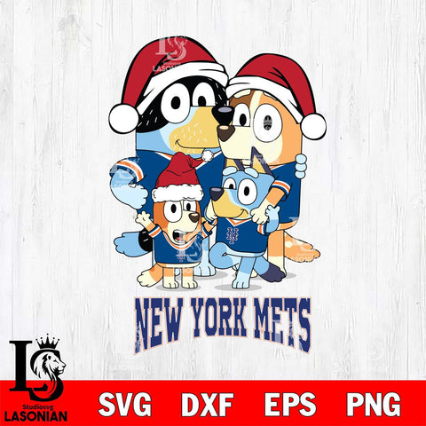 New York Mets Christmas Bluey Family Sport Cricut , Christmas Svg , Bluey svg , Digital Download, dxf eps png pdf file
