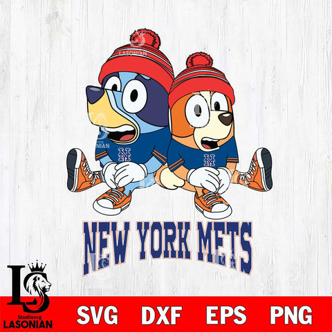 New York Mets Christmas Bluey & Bingo Sit Cricut , Christmas Svg , Bluey svg , Digital Download, dxf eps png pdf file