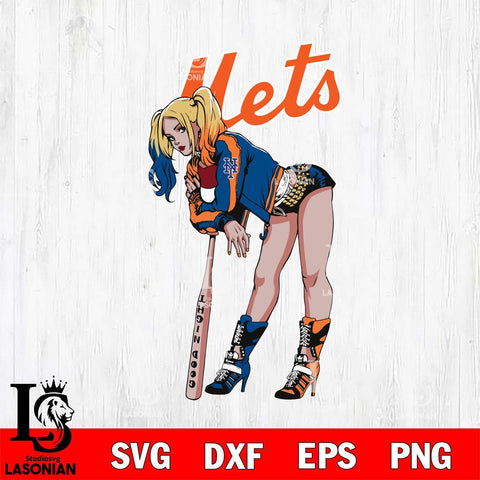 New York Mets Fan Girl Harley Quinn MLB Svg Eps Dxf Png File, Digital Download, Instant Download