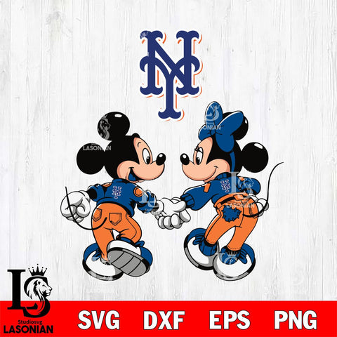 New York Mets Fan Minnie And Mickey Love Svg Eps Dxf Png File, Digital Download, Instant Download