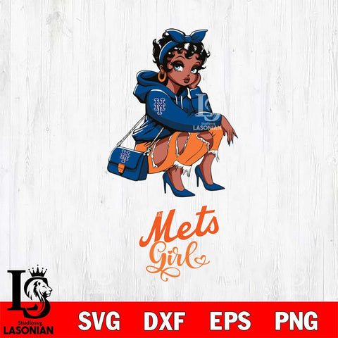 New York Mets Fashion Black Fan Girl Betty Boop