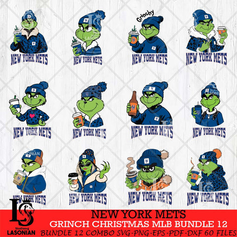 New York Mets Grinch Christmas MLB Bundle 12 Cut Files Cricut, Svg Dxf Eps Png file , Silhouette