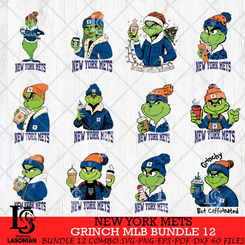 New York Mets Grinch MLB Bundle 12 SVG Eps Dxf Png File, Digital Download, Instant Download