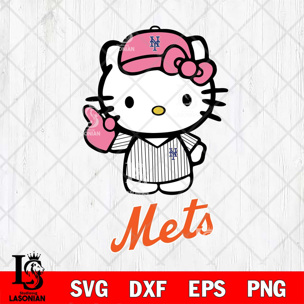 New York Mets Hello Kitty Pink baseball #1 SVG file,Hello Kitty MLB Fi ...