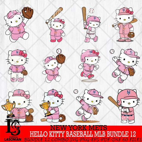 New York Mets Hello Kitty Player Baseball MLB Bundle 12 SVG DXF EPS PNG FILE, MLB Bundle File Cut,Hello Kitty Digital Download,Instant Download, Silhouette