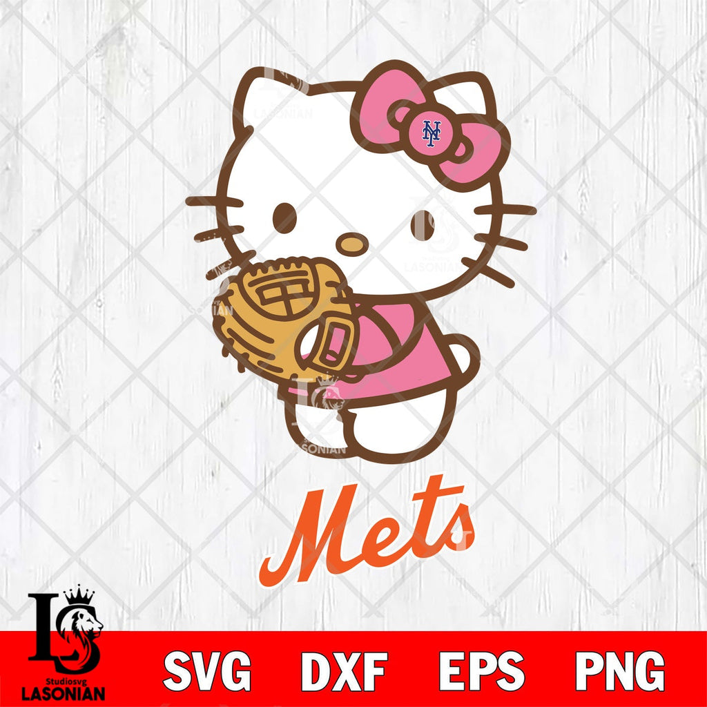 New York Mets Hello Kitty Uniform Glove SVG file,Hello Kitty MLB File ...