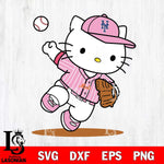 New York Mets Hello Kitty pink Throws the baseball SVG DXF EPS PNG FILE, MLB File Cut,Hello Kitty Digital Download,Instant Download, Silhouette