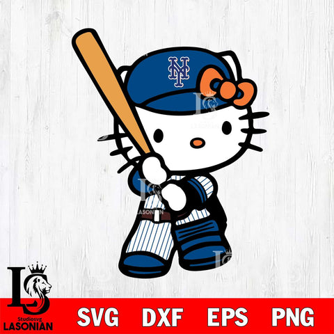 New York Mets Hello Kitty sport 2 Svg Eps Dxf Png File, Digital Download, Instant Download
