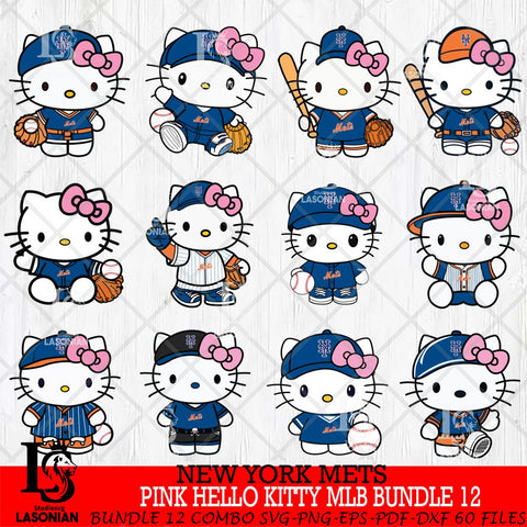 New York Mets Pink Hello Kitty MLB Bundle 12 Svg Eps Dxf Png File,Bundle MLB File Cut,Digital Download,Instant Download,Svg Files