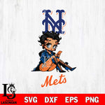 New York Mets Style Black Fan Girl Betty Boop