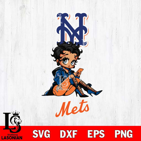 New York Mets Style Black Fan Girl Betty Boop