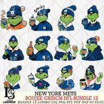 New York Mets  Boujee Grinch MLB Bundle 12 SVG Eps Dxf Png File, Digital Download, Instant Download