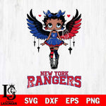 New York Rangers Anglel Black Fan Girl Betty Boop, Svg Eps Dxf Png File, Digital Download