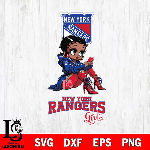 New York Rangers Beauty Black Fan Girl Football, Svg Eps Dxf Png File, Digital Download