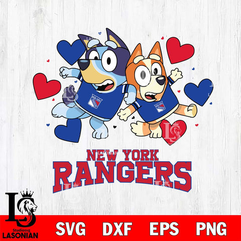 New York Rangers Bluey & Bingo 10 Svg Eps Dxf Png File, NHL svg, Digital Download, Instant Download