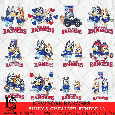 New York Rangers Bluey & Bingo NHL Bundle 12 SVG Svg Eps Dxf Png File, Bundle NHL svg, Digital Download, Instant Download