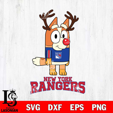 New York Rangers Bluey Chilli Christmas Deer Svg Eps Dxf Png File, Digital Download