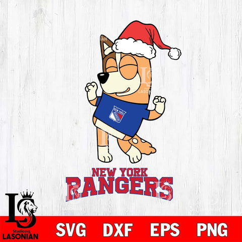 New York Rangers Bluey Chilli Happy Christmas Svg Eps Dxf Png File, Digital Download