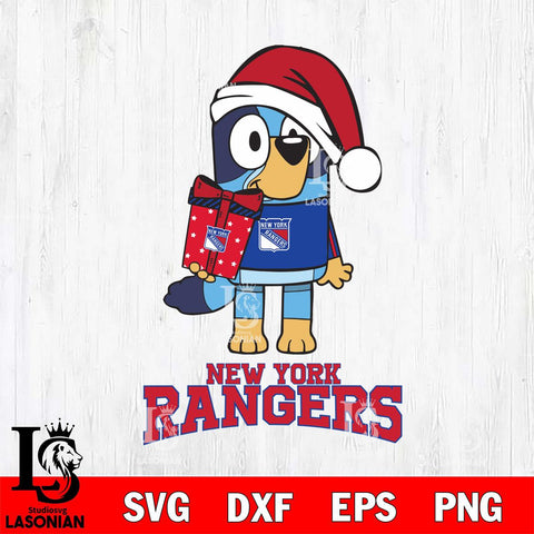 New York Rangers Bluey Christmas Svg Eps Dxf Png File, Digital Download