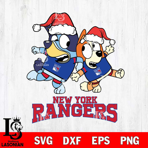 New York Rangers Bluey Christmas Holiday Svg Eps Dxf Png File, Digital Download