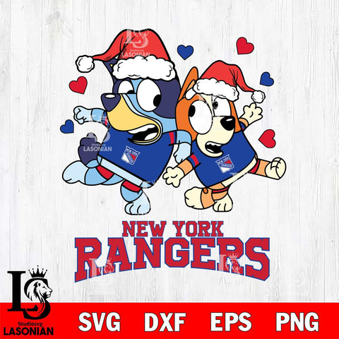 New York Rangers Bluey Christmas NFL Svg Eps Dxf Png File, Digital Download