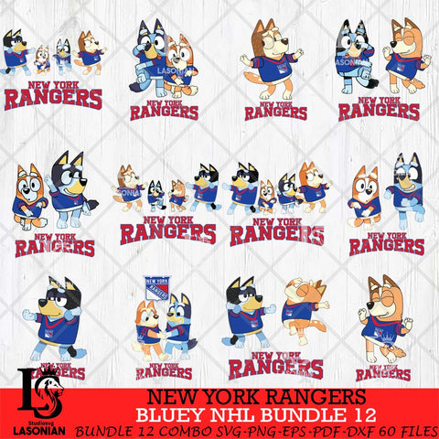 New York Rangers Bluey Dace Mode NHL Bundle 12 SVG Eps Dxf Png File, Digital Download, Instant Download