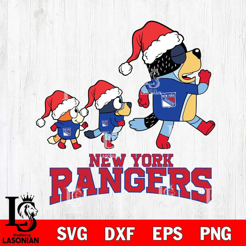 New York Rangers Bluey Family Christmas Svg Eps Dxf Png File, Digital Download