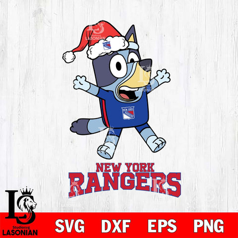 New York Rangers Bluey Happy Christmas Svg Eps Dxf Png File, Digital Download