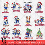 New York Rangers Bluey Happy Christmas Bundle 12 Svg Eps Dxf Png File, Digital Download